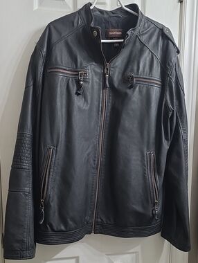 Danier Black Leather Moto Jacket with Zip Pockets